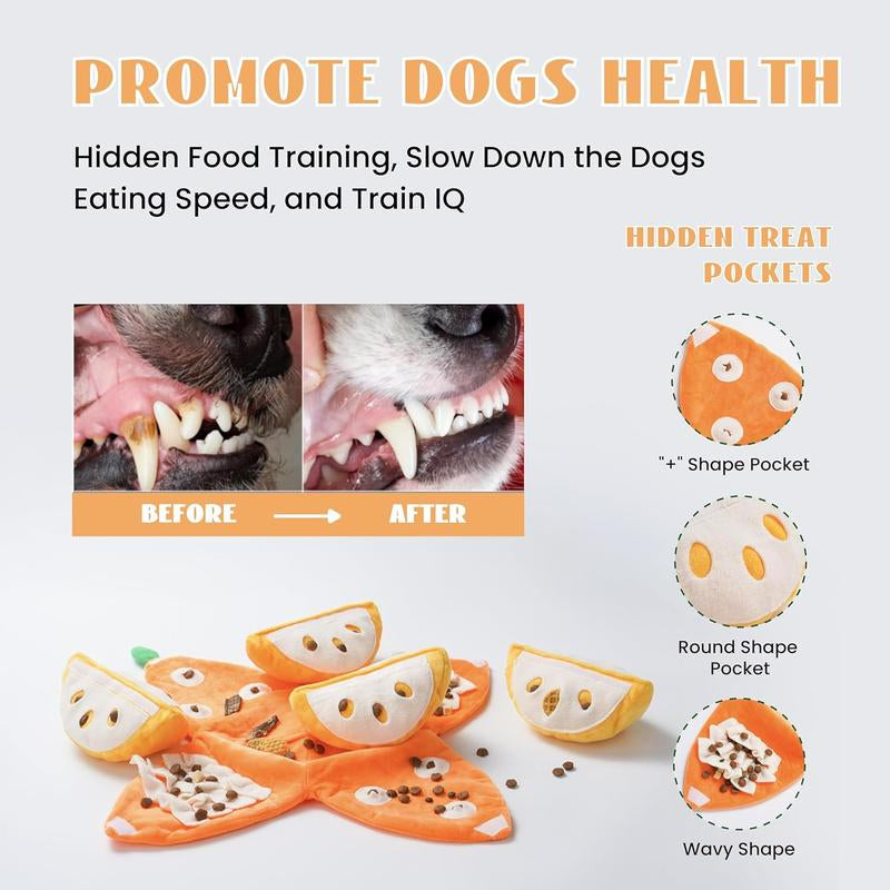 Nocciola 5-In-1 Orange Dog Enrichment Toys, Comes With 4 Orange Slices When Pealed Open!
