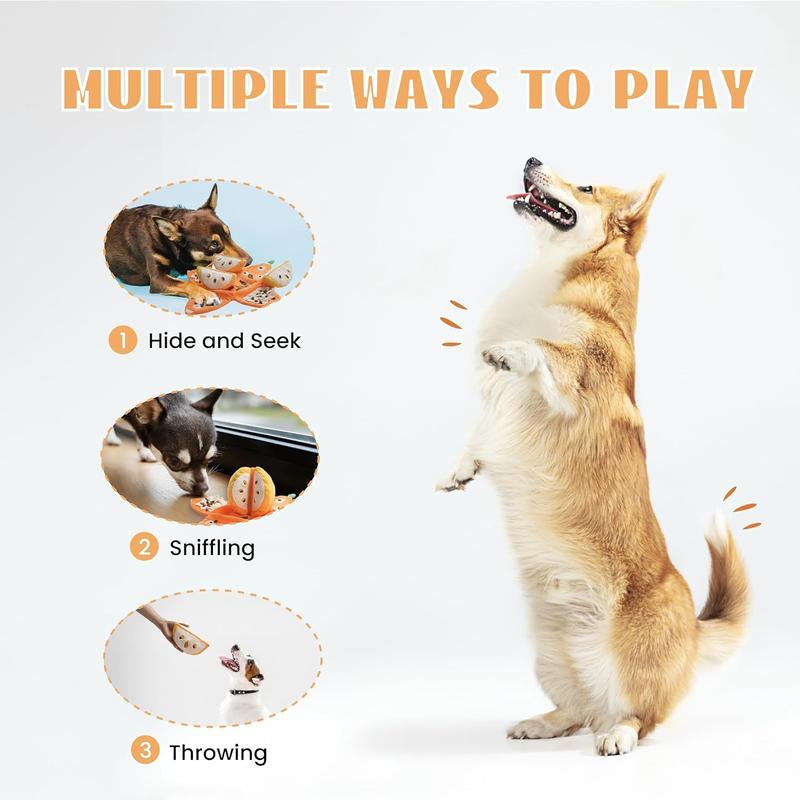 Nocciola 5-In-1 Orange Dog Enrichment Toys, Comes With 4 Orange Slices When Pealed Open!