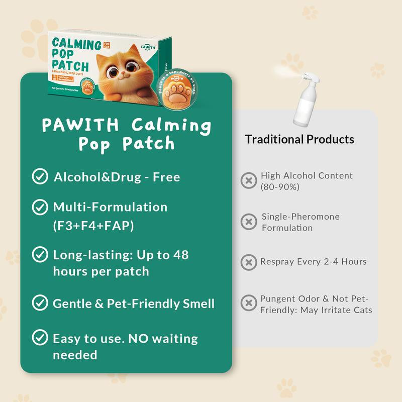 PAWITH Cat Calming Pop Patch (1 Box * 7 Patches) , Lasts Up to 48 Hours, GET YOURS NOW!